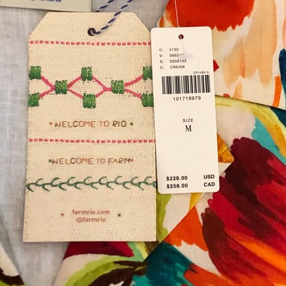 Medium- Farm Rio Anthropologie Womens Shirt Dress Med Linen Blend Floral Button - Picture 4 of 15